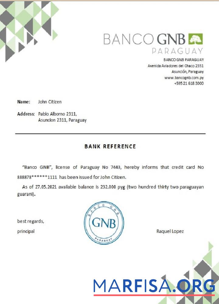 Realistic Paraguay Banco GNB reference real example